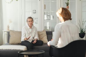 Female client talking to a female therapist