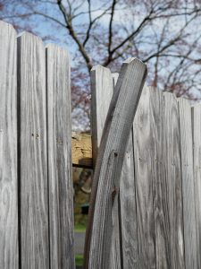 Fene with a broken panel